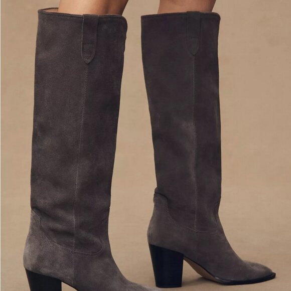 NIB Anthropologie Silent D Ivy Boots Dark Grey Suede Knee High EUR size 38 - Picture 2 of 10